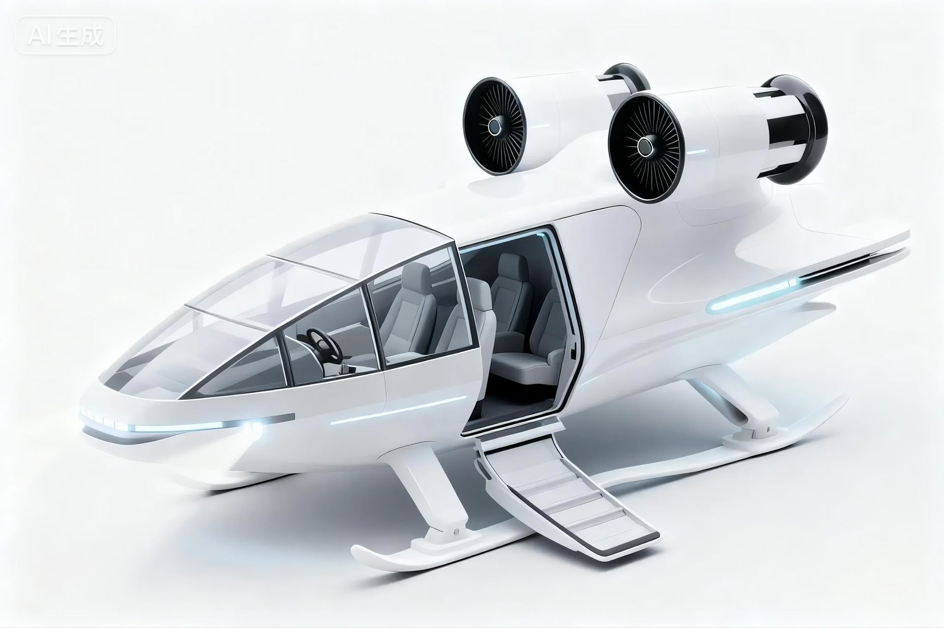 Low-altitude economic concept aircraft Render open cabin door